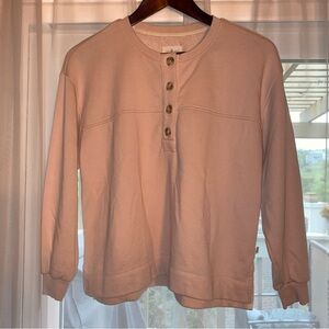 Lou & Grey Quarter Button Sweater Top Size SP